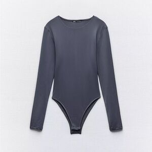 Zara Gray Polyamide Long Sleeve Bodysuit